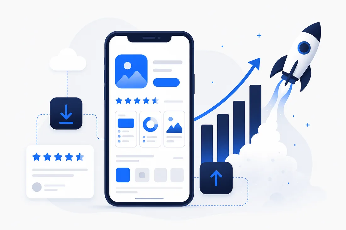 App-Launch im App Store mit Bewertungen, Downloads und Wachstumskurve